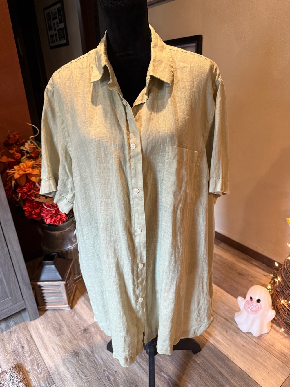 Club Room Light Sage Short-Sleeve Button-Down Shirt